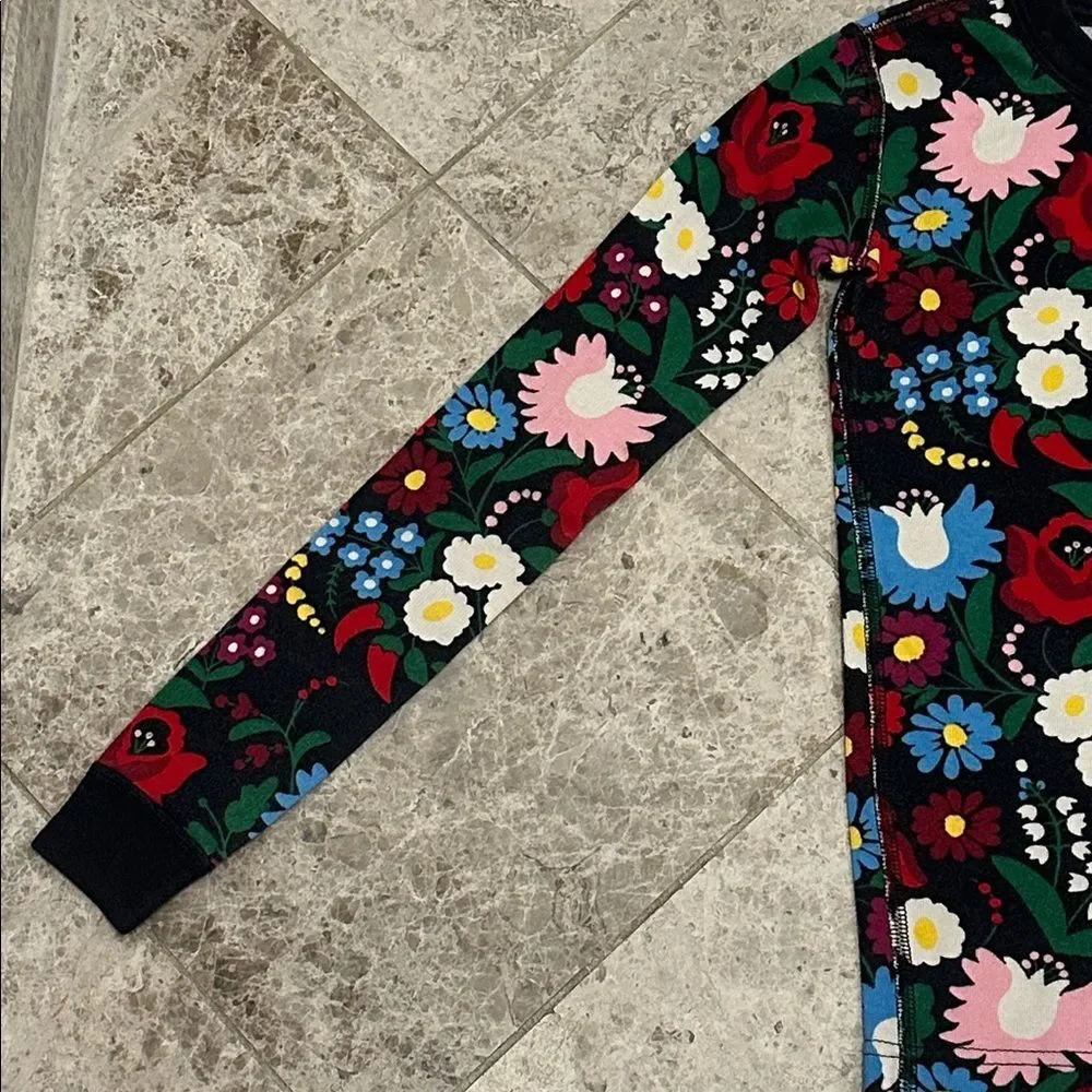 Hanna Andersson Festive Flowers Long John PJ Pajama Set Size 140 US 10